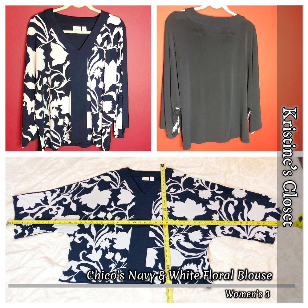 Chico's Navy & White Blouse - Ladies 3